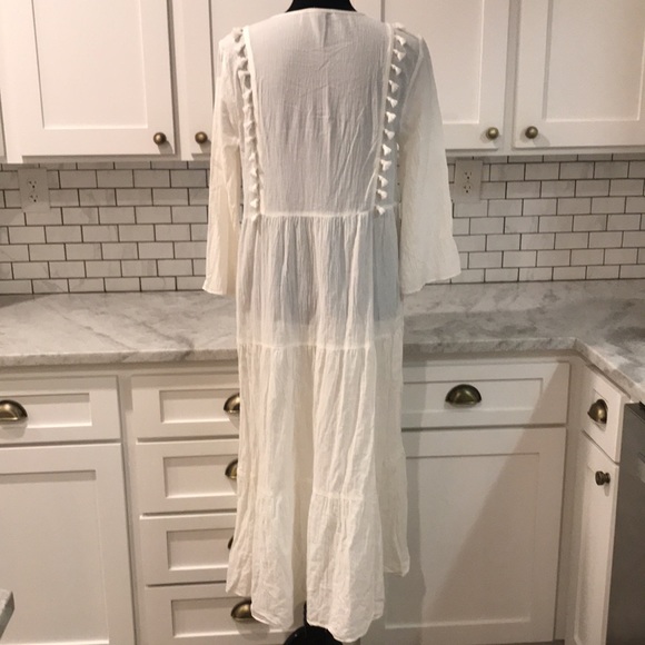 Madewell Caftan Dress Womens Medium White Laura Sheer Tiered Whimsigoth Fairy - Picture 7 of 11